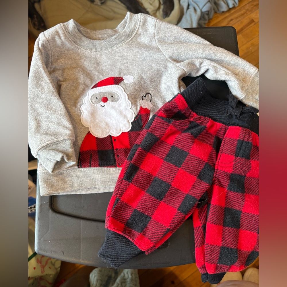 Santa Claus baby Pajama Set - Gray and Red